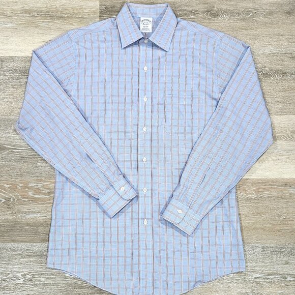 Brooks Brothers Regent Blue Check Dress Shirt 15-33 Supima Cotton - Picture 1 of 7